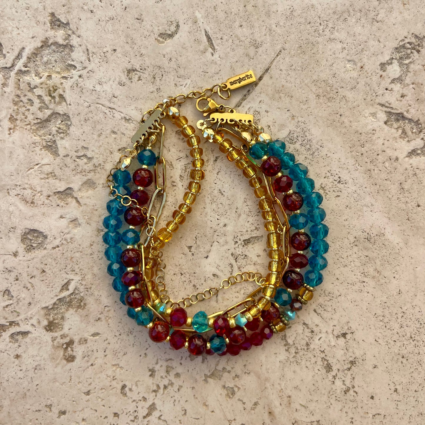 BRACELET MULTIRANG BLEU ET ROUGE - PRODUIT