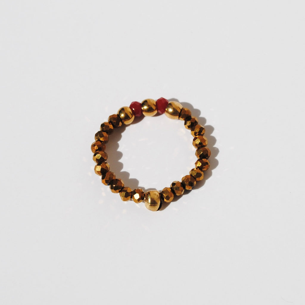 BAGUE DORÉ + ROUGE - FOCUS