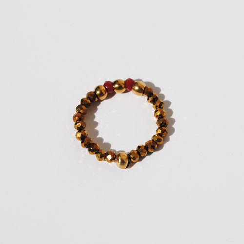 BAGUE DORÉ + ROUGE - FOCUS