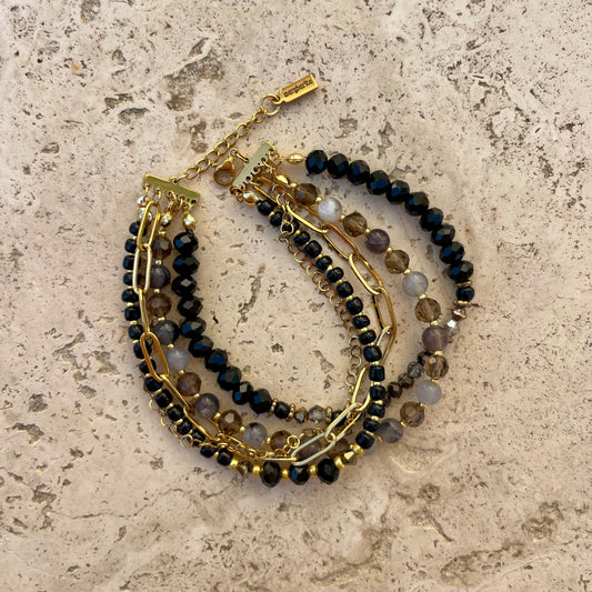 BRACELET MULTIRANG GRIS ET NOIR - PRODUIT