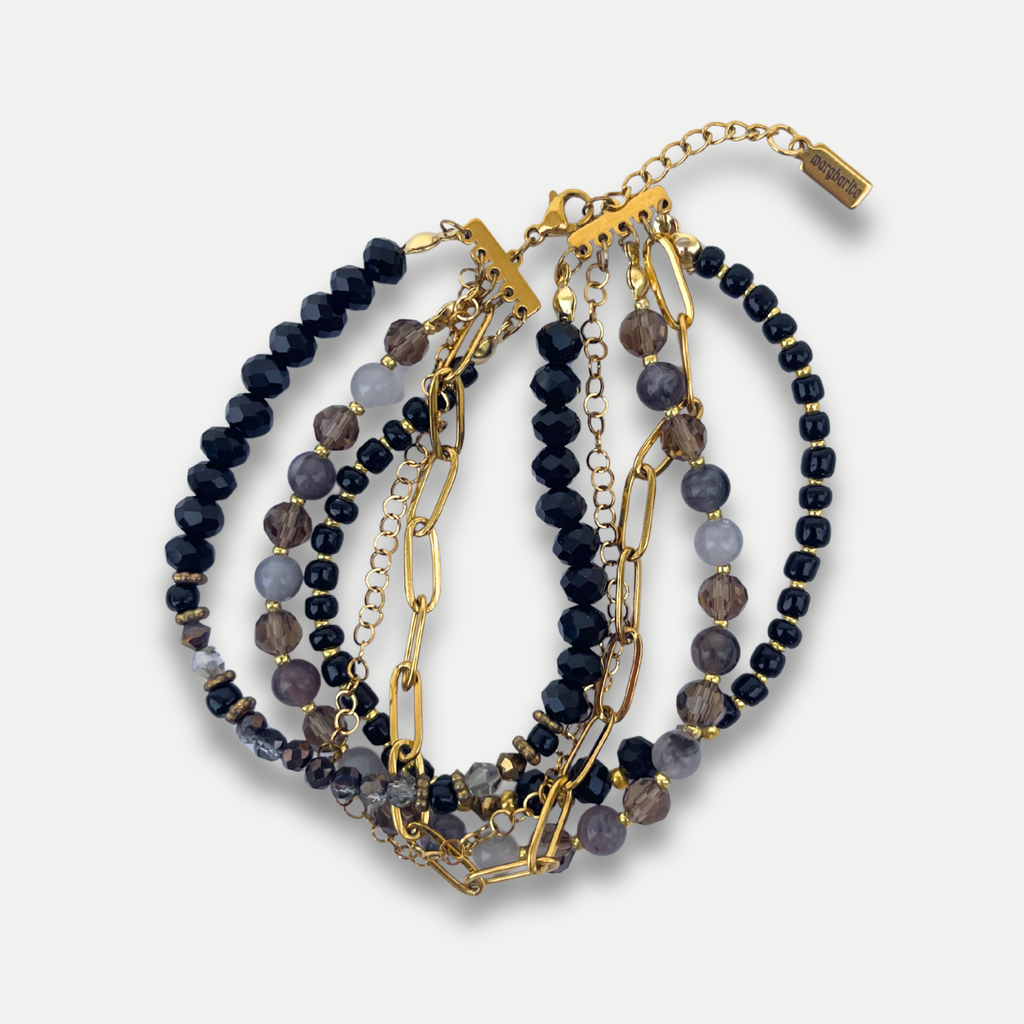 BRACELET MULTIRANG NOIR ET GRIS - PACKSHOT
