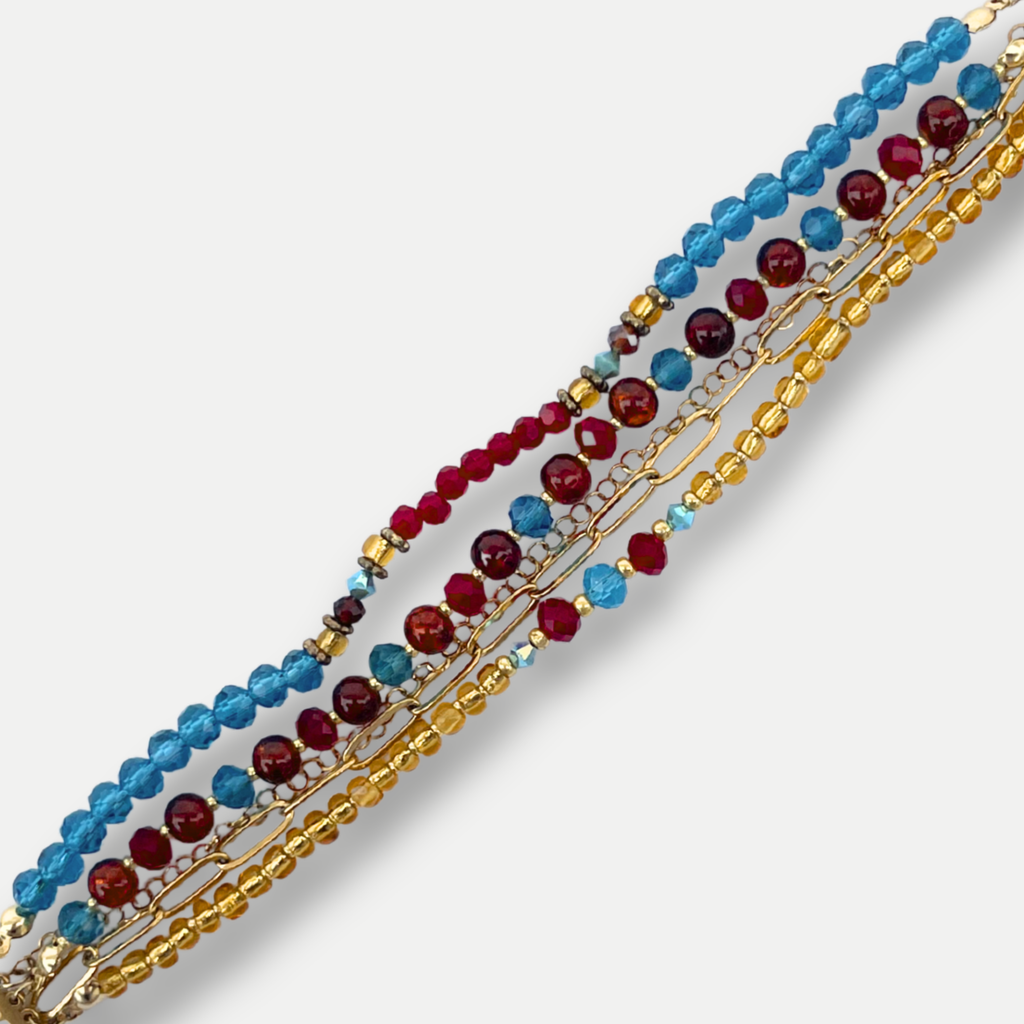 BRACELET MULTIRANG ROUGE ET BLEU - PACKSHOT FOCUS