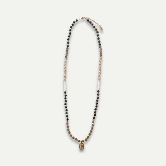 COLLIER MADALHA NOIR ET BLANC - PACKSHOT