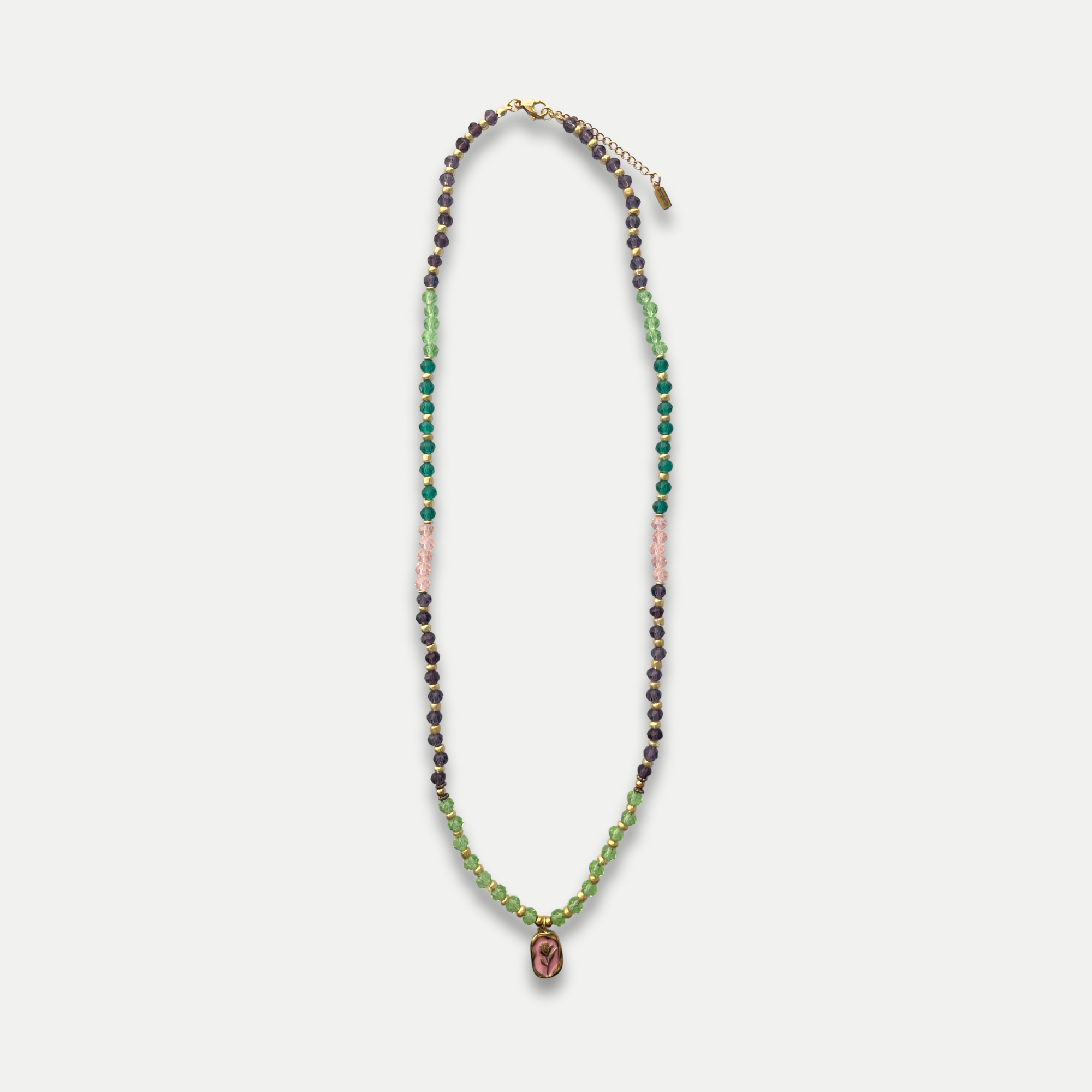 COLLIER MADALHA ROSE ET VERT - PACKSHOT