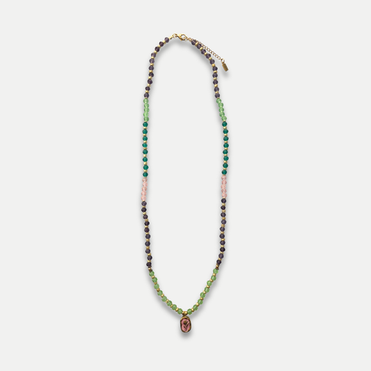 COLLIER MADALHA ROSE ET VERT - PACKSHOT