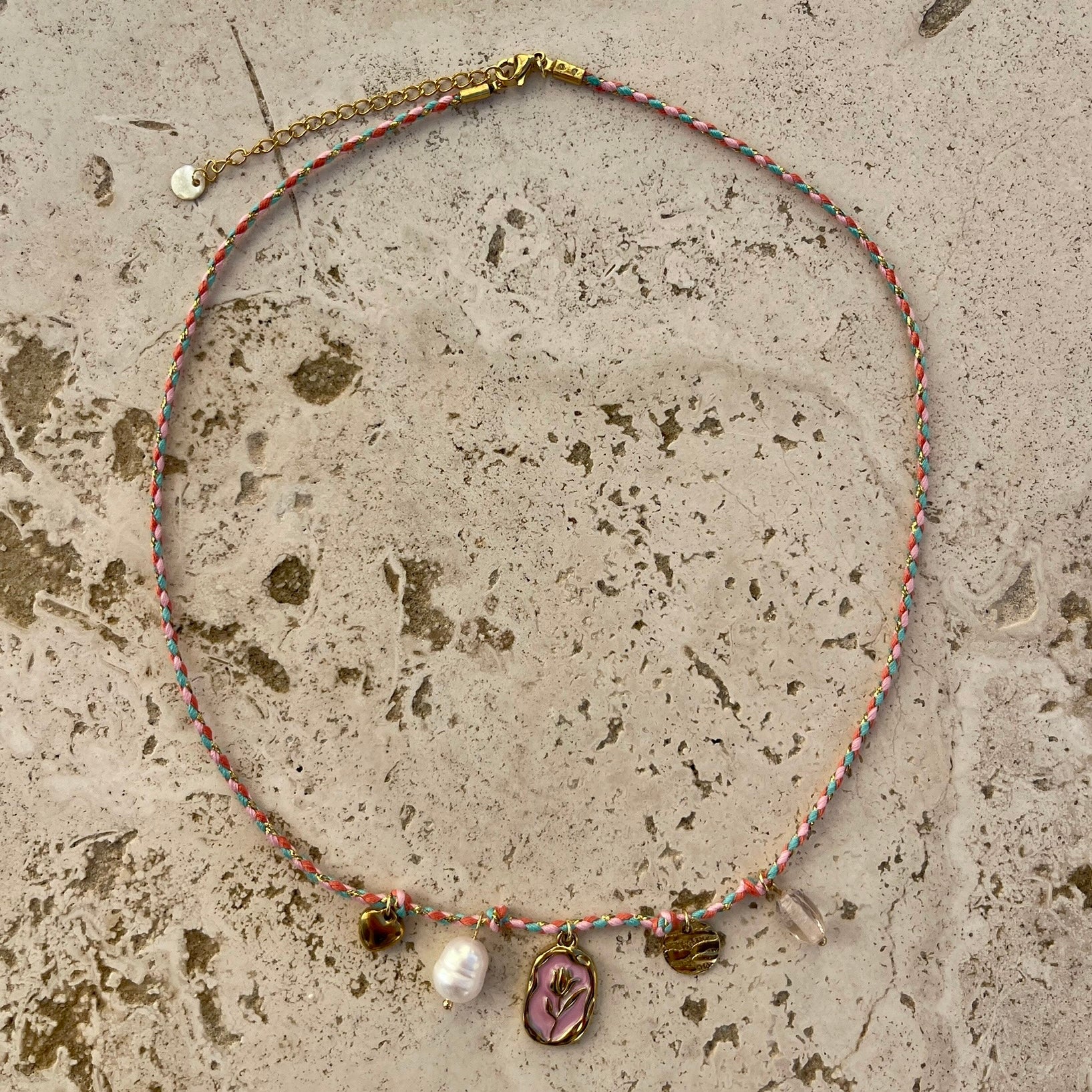 COLLIER MÉLI-MÉLO BLEU ET ROSE - PRODUIT