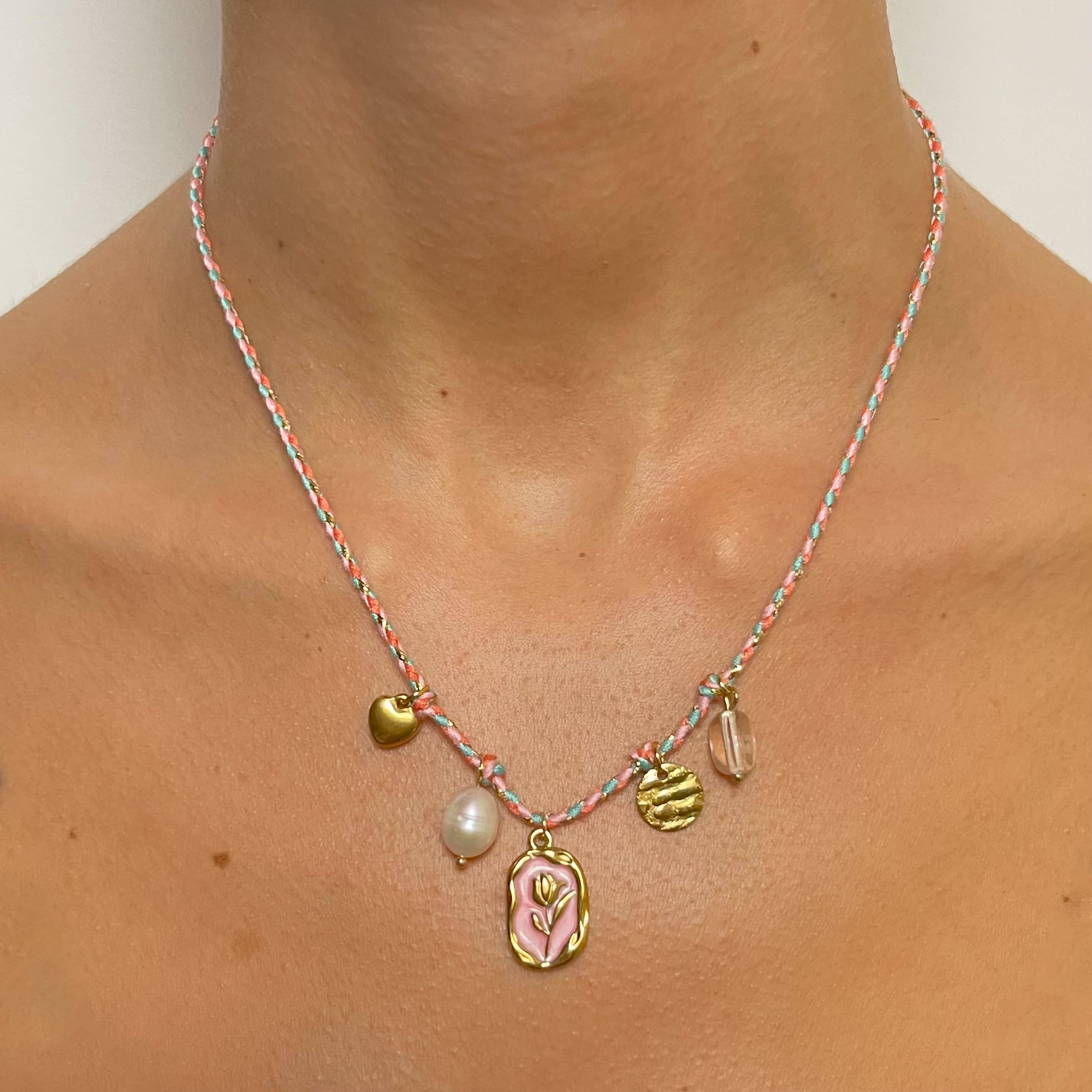 COLLIER MÉLI-MÉLO BLEU ET ROSE - STUDIO